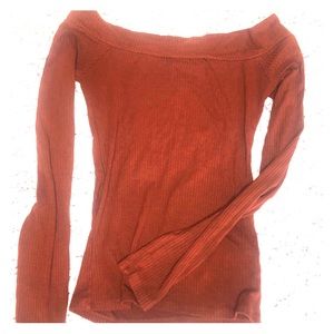 Burgundy off the should sweater top
